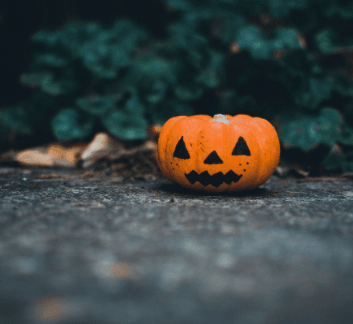 Small jack-o-lantern on the ground
