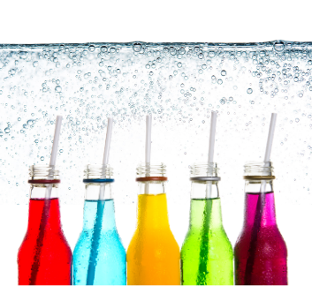 Colorful sodas in glass bottles