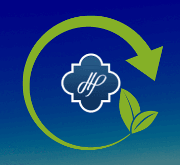 The Highland Park quatrefoil logo inside a circular arrow.