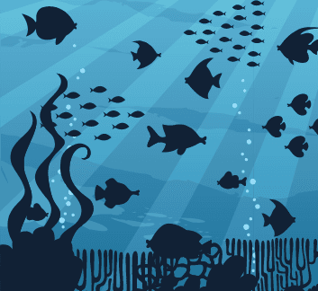 Illustration of fish and sea floor