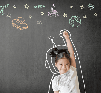 child imagining being an astronaut