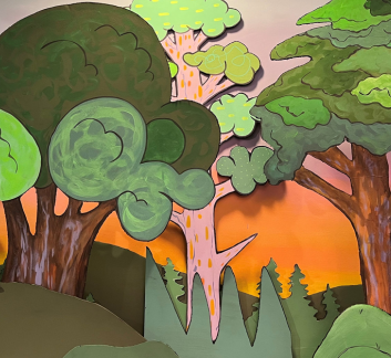 Photograph of pop-up art trees