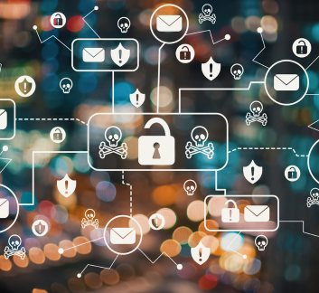 Cyber security images on a computer generated background