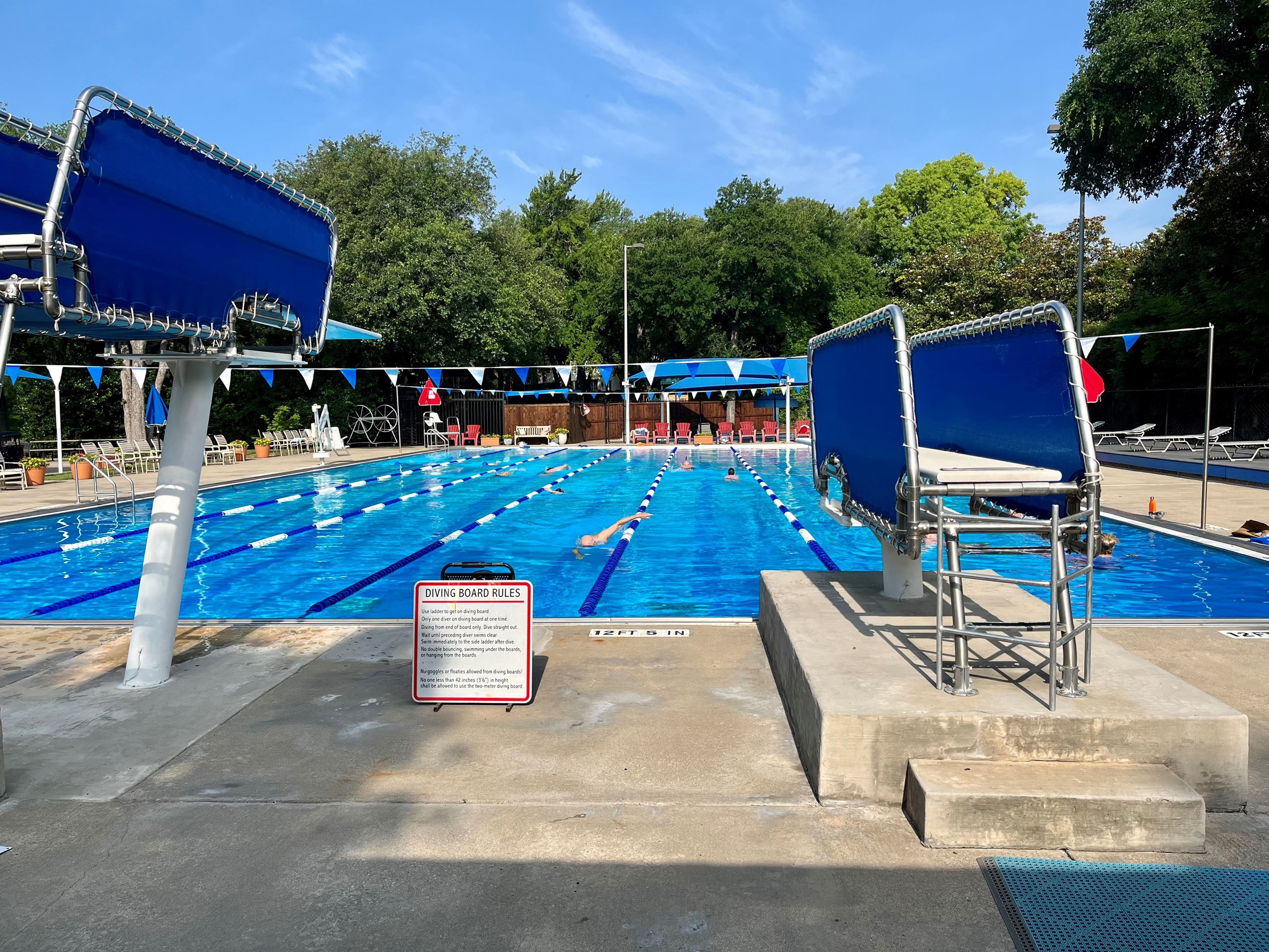Diving board and pool