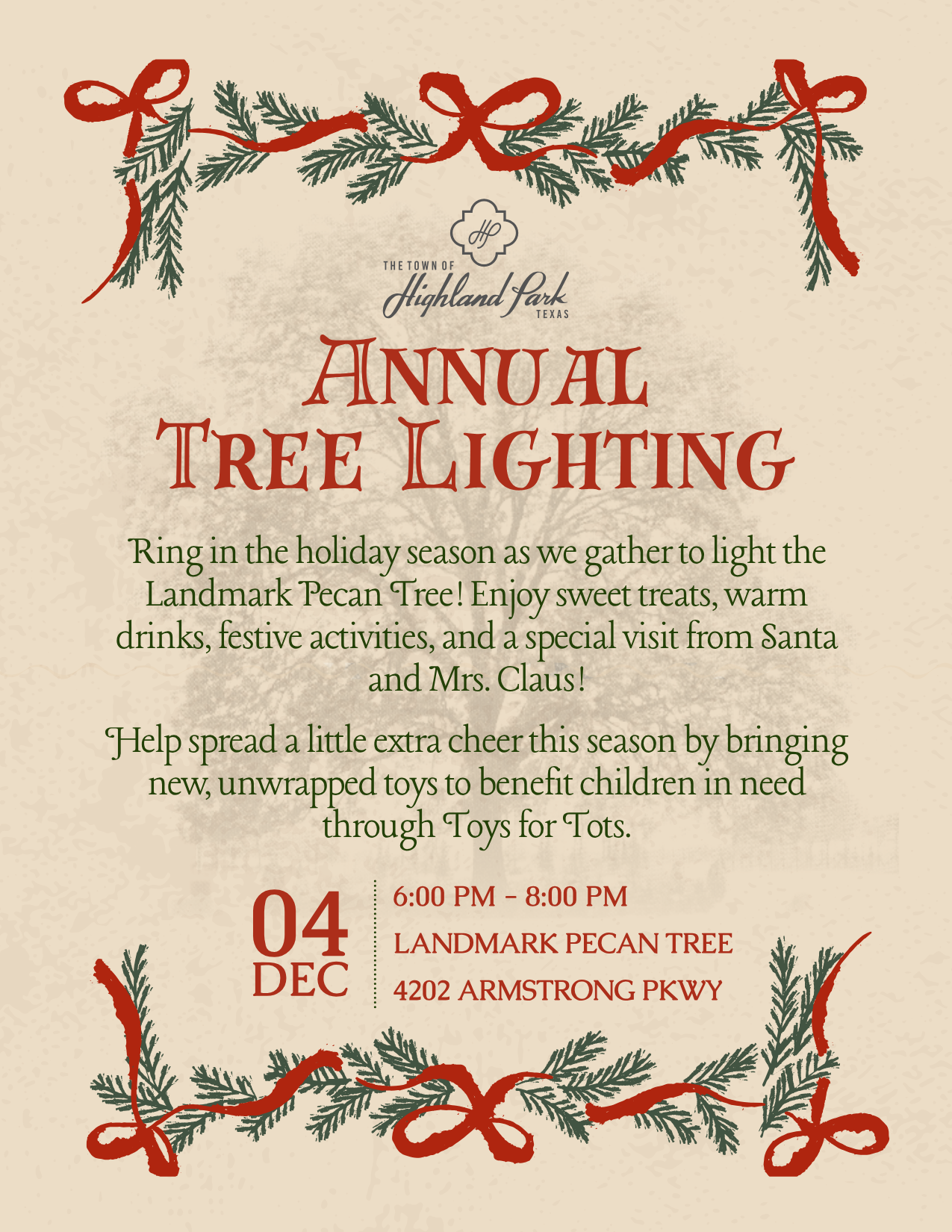 Annual Tree Lighting Flyer 2025