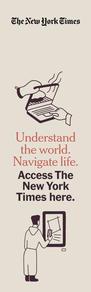 The New York Times banner ad with text and sketch laptop drawings